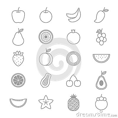 Fruit Icons Line Set Of Vector Illustration Vector Illustration