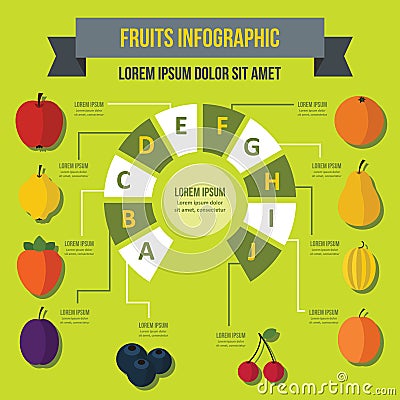 Fruit infographic concept, flat style Vector Illustration