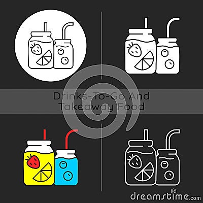 Fruit-infused water bottle dark theme icon Vector Illustration