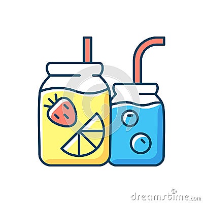 Fruit-infused water bottle RGB color icon Vector Illustration