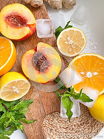 Fruit ingredients for juicing, close up Stock Photo
