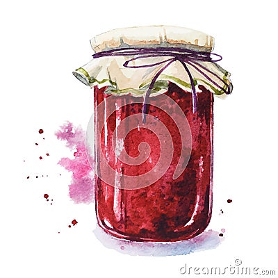 Fruit jam. Mason jar Vector Illustration