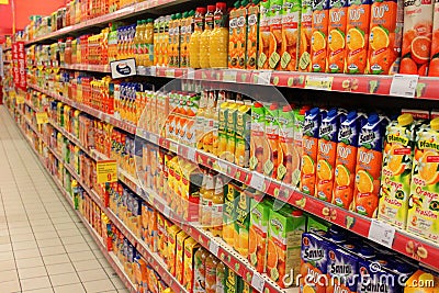 Fruit juice cartons Editorial Stock Photo