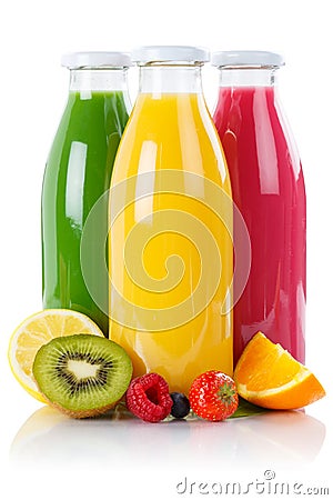 Fruit juice smoothie fruits smoothies in bottle vertical isolate Stock Photo