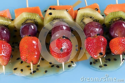 Fruit kebabs Stock Photo