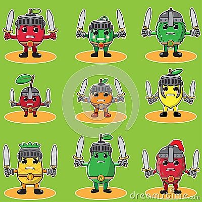 Fruit knight Dual weapon hand up set. Stock Photo