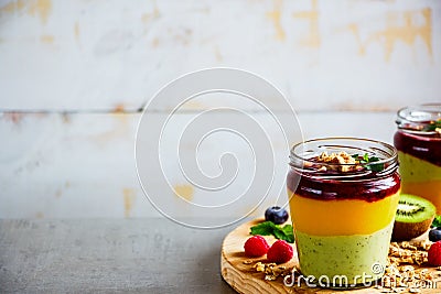 Fruit layered smoothie Stock Photo