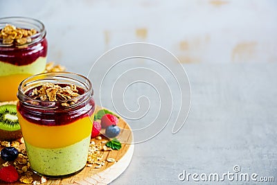 Fruit layered smoothie Stock Photo