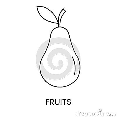 Fruit line icon in vector, pear illustration. Vector Illustration