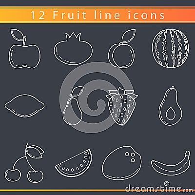 Fruit line icons Vector Illustration