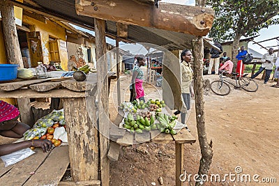 Fruit market, in Kitwa, Uganda Editorial Stock Photo