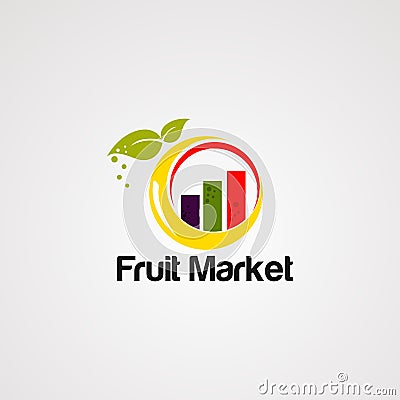 Fruit market logo vector, icon, element and template Vector Illustration