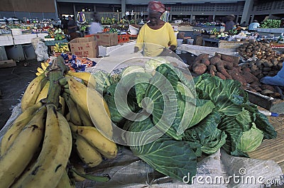 Fruit market, Tobago. Editorial Stock Photo