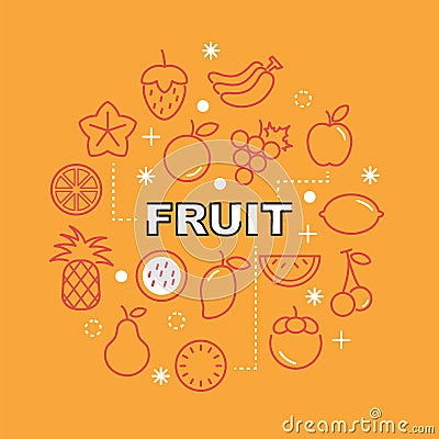 Fruit minimal outline icons Stock Photo