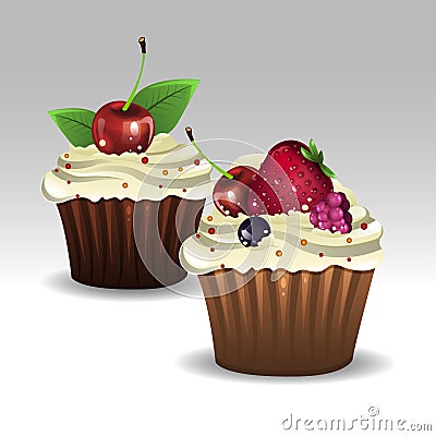 Fruit muffins Vector Illustration