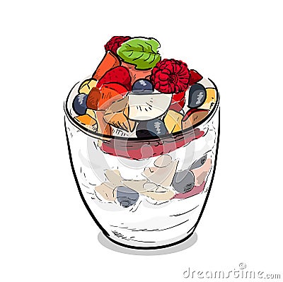 Fruit Parfait Desert Ice Cream Vector Illustration
