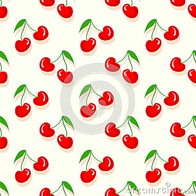 Fruit pattern with cherry vector. Vector Illustration