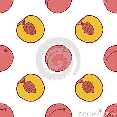 Fruit peach seamless pattern Vector Illustration