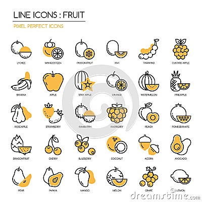 Fruit ,pixel perfect icon Vector Illustration