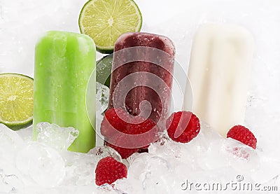 Fruit Popcicles on Ice Stock Photo