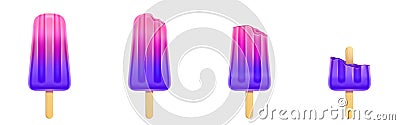 Fruit popsicle with bites, ice cream Vector Illustration