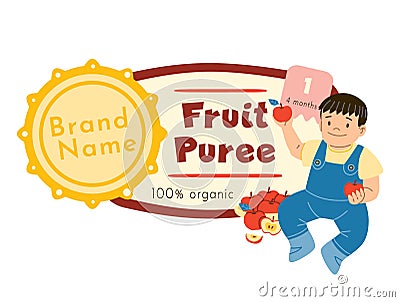 Fruit puree label flat vector illustration Vector Illustration