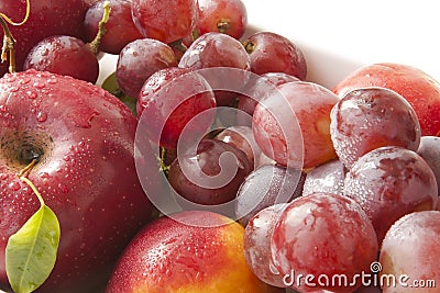 Fruit.Red apple and grapes Stock Photo