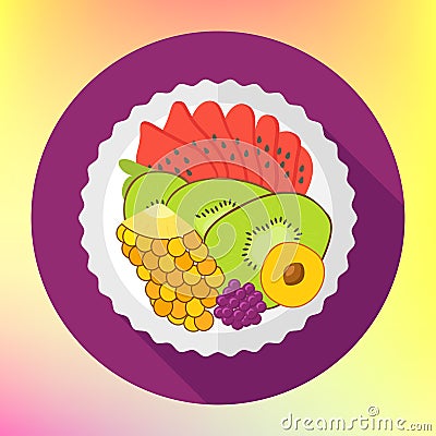 Fruit salad, flat design vector Vector Illustration