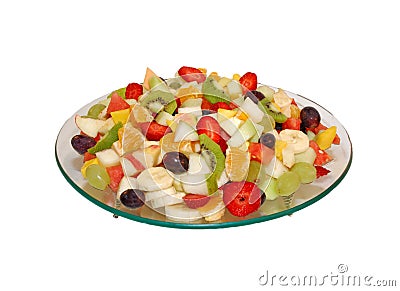Fruit salad on glass plate Stock Photo