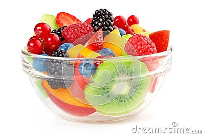 fruit salad isolated on white Stock Photo