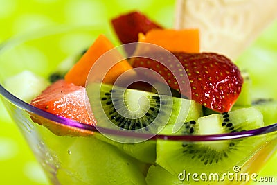 Fruit Salad with kiwi,strawberry,papaya Stock Photo