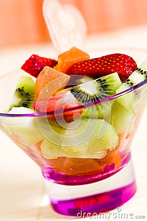 Fruit Salad with kiwi,strawberry,papaya Stock Photo