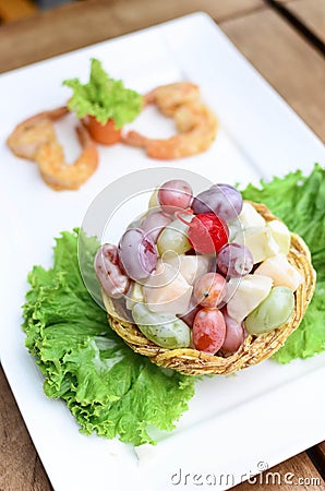 Fruit salad with shrimp Stock Photo