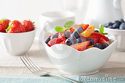 Fruit salad with strawberry blueberry apricot Stock Photo