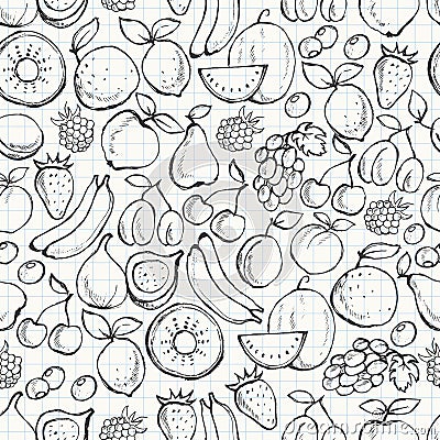 Fruit seamless pattern. Hand drawn vector background Vector Illustration