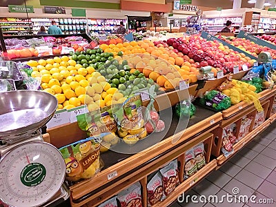 The fruit section at Publix supermarket in Lauderdale-by-the-Sea, Florida, USA Editorial Stock Photo