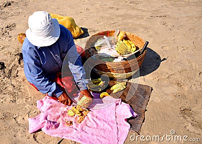 Fruit seller at goa beach Editorial Stock Photo