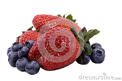 Fruit Series (Isolated blueberries and strawberries) Stock Photo