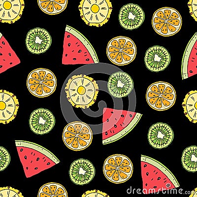 Tropical fruits seamless pattern Stock Photo