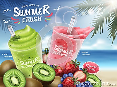 Fruit smoothies ads Vector Illustration