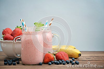 Fruit smoothies with strawberry Stock Photo