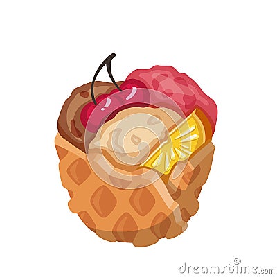 fruit sorbet with cherry and orange and ice cream vector illustration Vector Illustration
