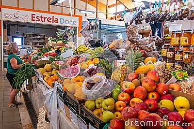 Fruit stall at the market in Fuseta, Algarve, Portugal Editorial Stock Photo