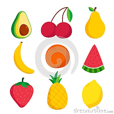 Fruit stickers icon set Vector Illustration