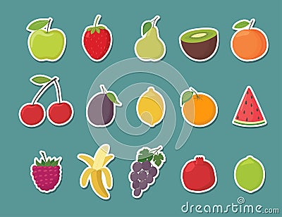 Fruit stickers set. Cartoon vector illustration Vector Illustration