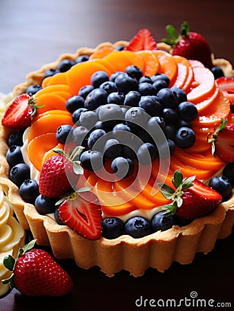 a fruit tart with blueberries and strawberries Stock Photo