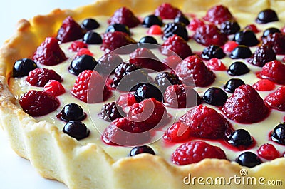 Fruit tart desert with raspberry, blackberry and blueberry Stock Photo