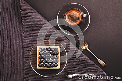 Fruit tartlet with cup of coffee Stock Photo