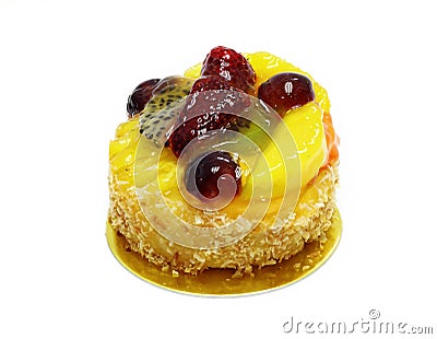 Fruit tartlet isolated on white Stock Photo