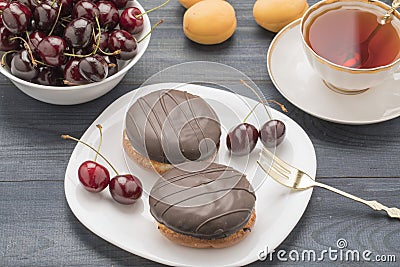 Fruit and tea cake Stock Photo